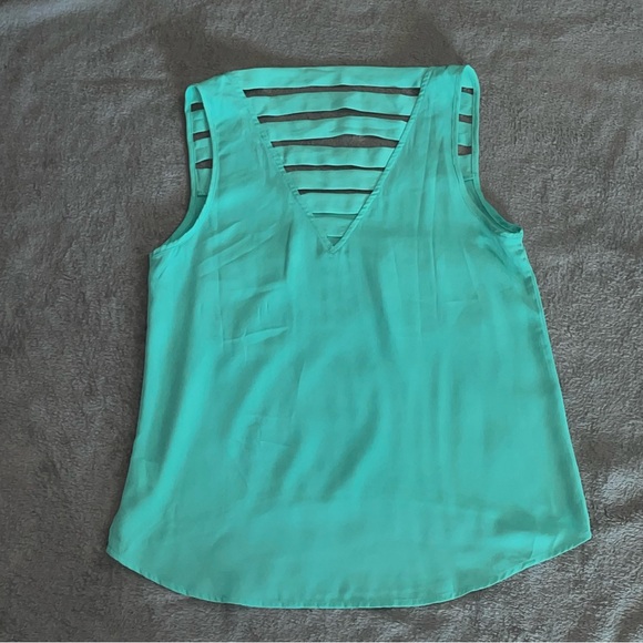 Chocolate USA Tank Top Women Size small Sleeveless  turquoise front pockets - Picture 3 of 8